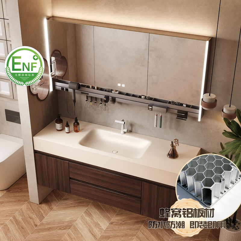 All-Aluminum Honeycomb Rock Slab Hot-Bent Integrated Basin, Antique-Style Bathroom Cabinet, Toilet Washbasin, Sink Cabinet