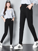 Phile PePerelle Casual Sports Pants Women Spring Summer Pure Cotton Swep Pants Black Long Pants Straight Drum Pants Lace Up New