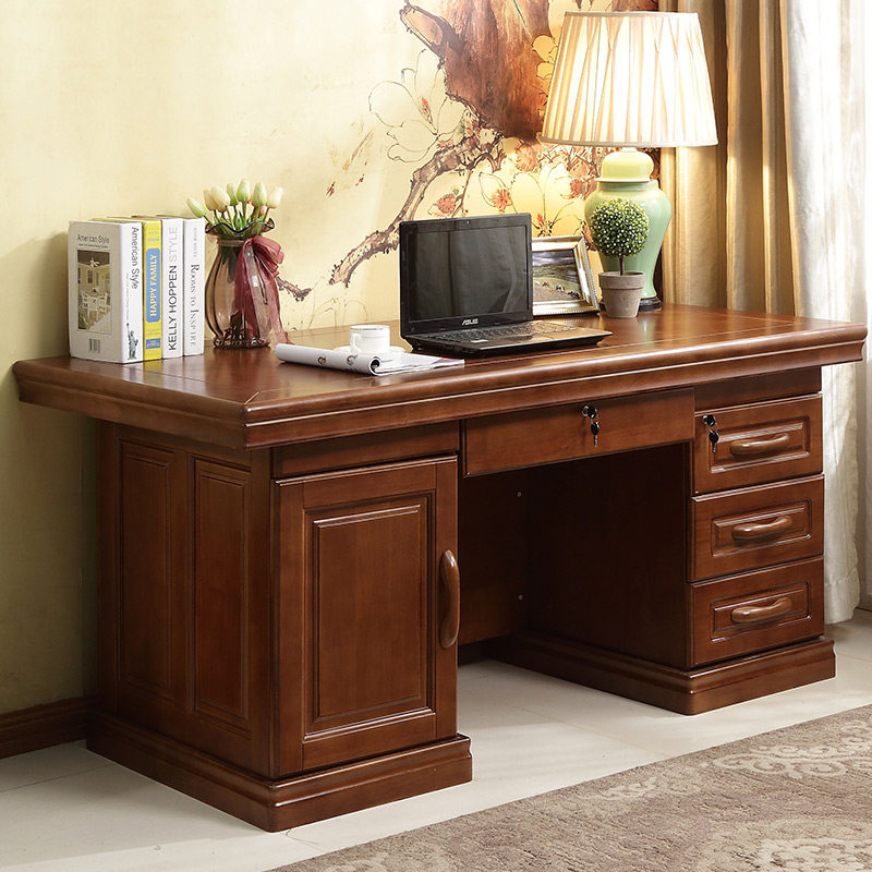 Solid wood desk 1 2-1 8 meters rubber wood home desktop computer desk writing desk learning desk executive desk