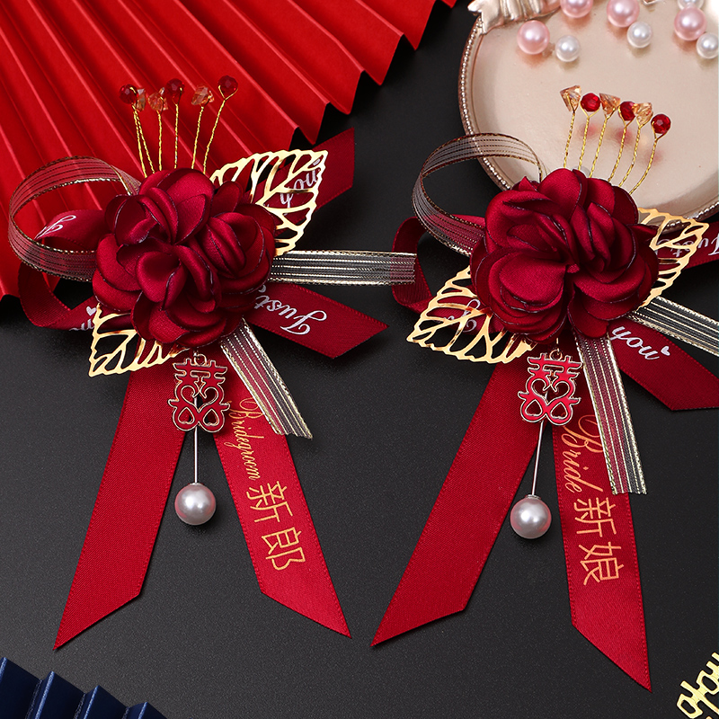 Wedding chest flower groom bride with wedding brooch family full set of parents bridesmaid and sister group upscale lapis-Taobao