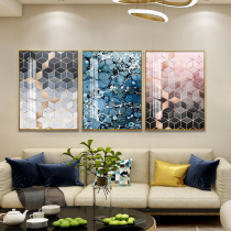 Post-modern light luxury triple painting living room decoration painting sofa background wall mural abstract geometry entrance porch hanging painting