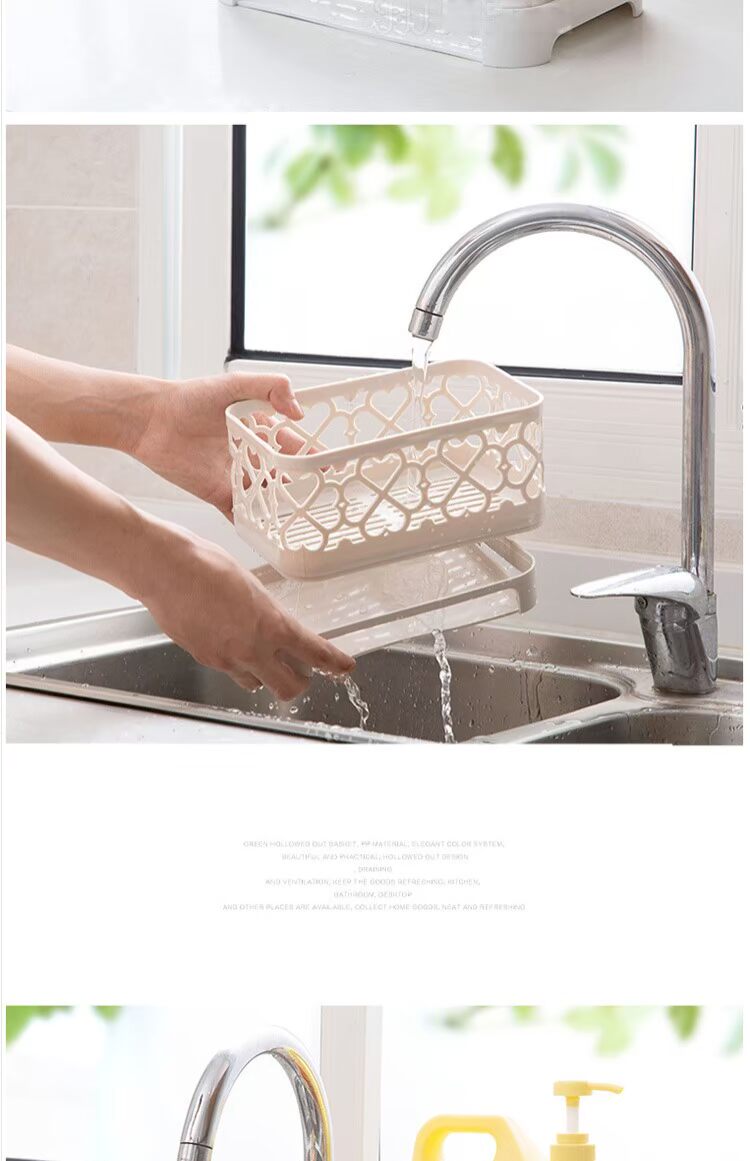 Bốn mùa vẻ ​​đẹp đồng bằng rỗng giá bếp đôi cống giá chậu rửa nhà bếp giỏ lưu trữ cốc giá lưu trữ - Phòng bếp nồi inox