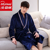 Áo choàng nhung Bắc cực nam mùa đông đồ ngủ flannel kích thước lớn dày dày lông cừu san hô áo choàng tắm những người yêu thích áo choàng tắm áo ngủ nữ