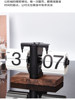 Miaoke Automatic Page-Turning Clock, Living Room Ornament, Office Walnut Wood Mechanical Home Desktop Decorative Clock