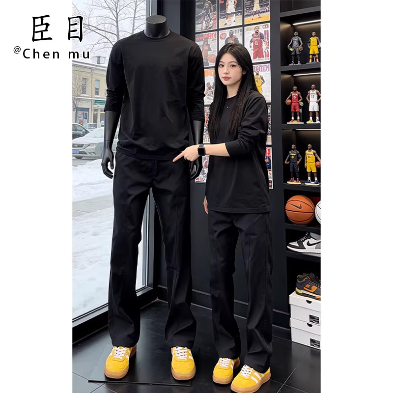 Black American-Style Diagonal Cut Quick-Dry Pants for Men, Summer Thin Waterproof Fitness Sports Pants, Height-Enhancing and Leg-Lengthening Tactical Pants