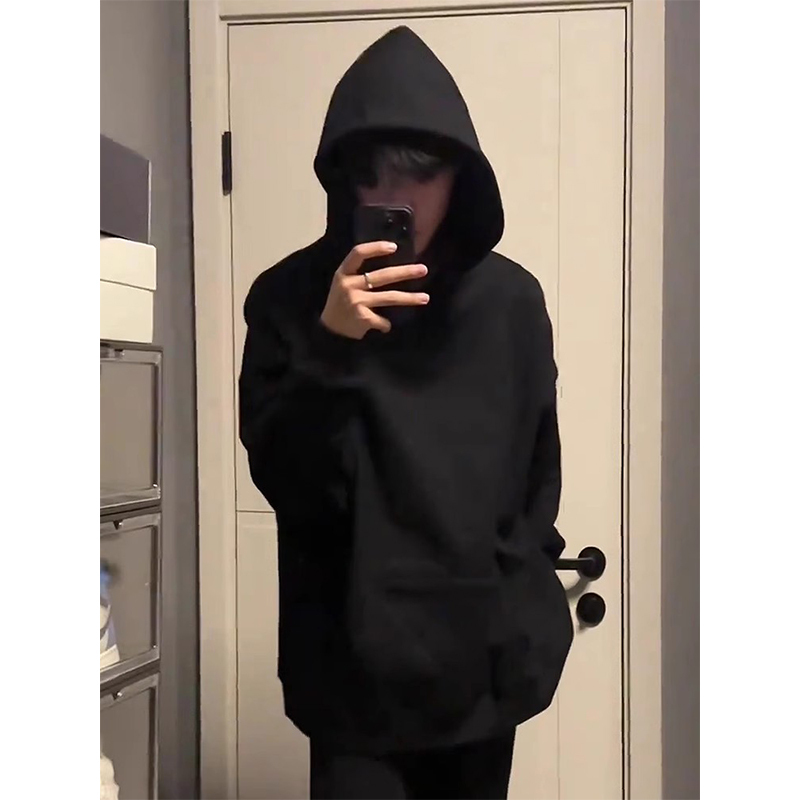 Pure Black Hooded Sweatshirt for Men, Spring and Autumn, Cleanfit Heavyweight Stiff Hoodie, Shandong Jimo Pullover Jacket Pure Black Hooded Sweatshirt for Men, Spring and Autumn, Cleanfit Heavyweight Stiff Hoodie, Shandong Jimo Pullover Jacket