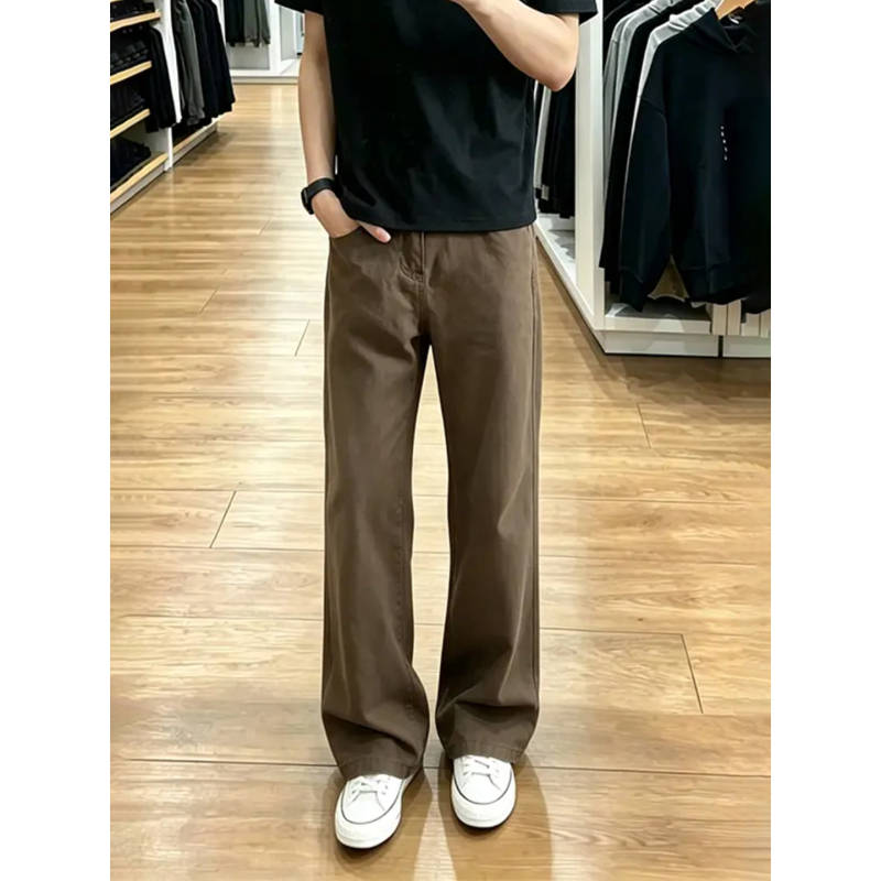 Dark Brown Melard Pure Cotton Pants for Men, Autumn and Spring American Retro Workwear Pants, Cleanfit Style Straight-Leg Pants Dark Brown Melard Pure Cotton Pants for Men, Autumn and Spring American Retro Workwear Pants, Cleanfit Style Straight-Leg Pants