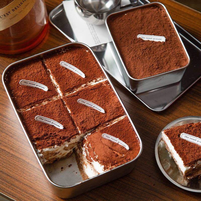 Tiramisu Pan Stainless Steel Pallet Plate Box Made Cake Special Case Baking Square Pan Baking Pan Oven Utensil-Taobao