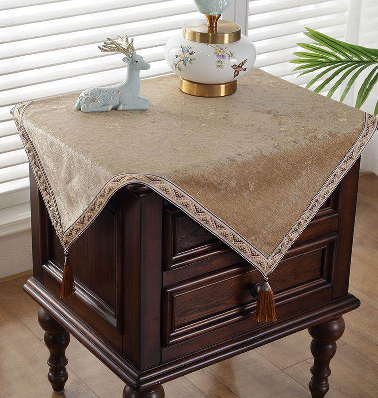 Tea table square table cloth small fresh and versatile American versatile meditation New Chinese corner a few wine red fabric