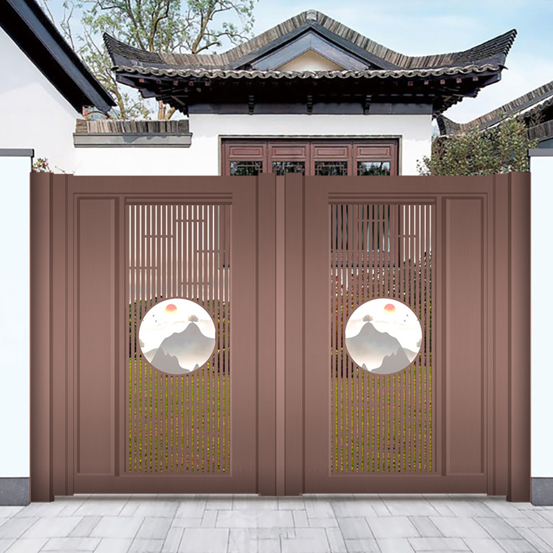 Rural rural iron art primary and secondary doors Villa Courtyard Door Stainless Steel Galvanized Iron Garden Wall Double Switch Iron Gate