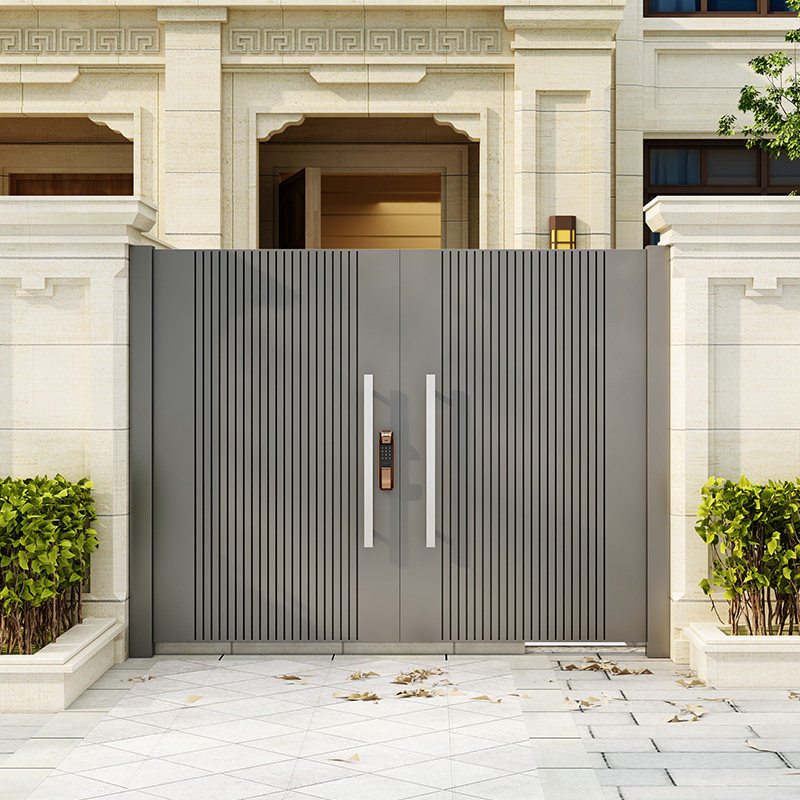 Stainless steel villa courtyard door rural community home yard wrought iron door anti-theft door new Chinese style double louver door