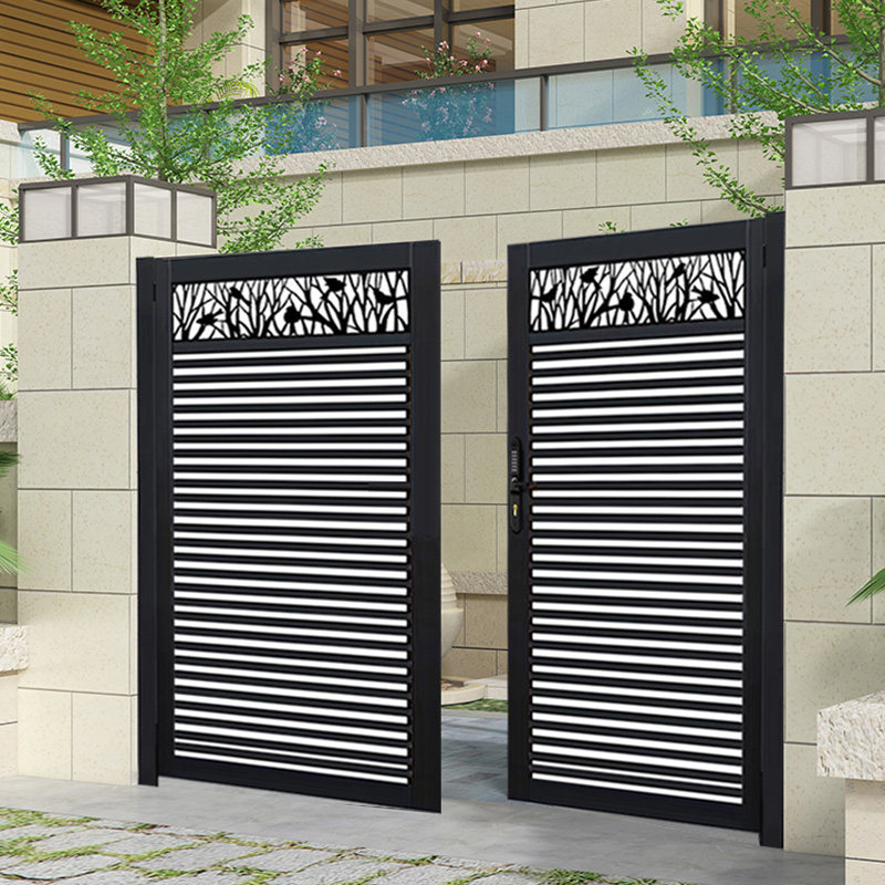 Villa courtyard door Iron art gate shuttle stainless steel double door garden open the door to the outdoor rural entry door