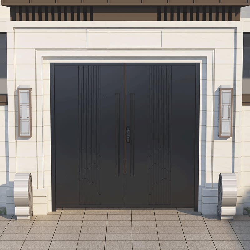 Villa courtyard gate automatic door double switch rural iron garden garden door door double switch shutter aluminum