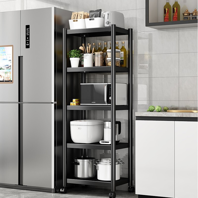 Movable Gap-Filling Storage Rack, 3-4 Layers, Height 80cm, Width 50/60cm, Floor-Standing, Length 70cm, 80cm, 100cm