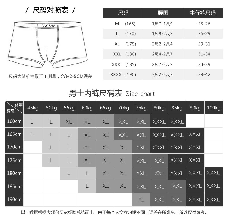 Langsha nam đồ lót nam boxer sợi tre boxer shorts ice quần lụa thoáng khí quần short bé trai đồ lót