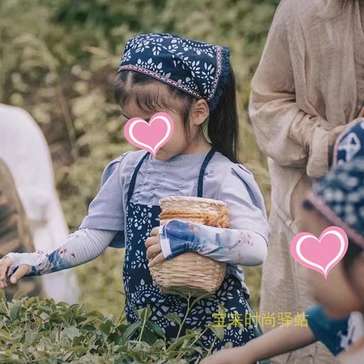 All-cotton ethnic style students study tea-picking clothing