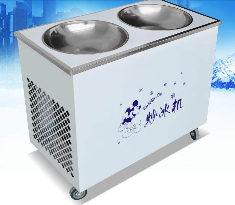 Commercial fried ice machine double round pan fried ice machine LR-022 fruit frying ice machine fried ice cream fried yoghurt machine milk fruit machine