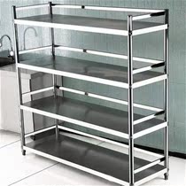 Stainless steel kitchen shelf shelf 4-layer thick storage z shelf Hotel kitchenware storage microwave oven rack with fence