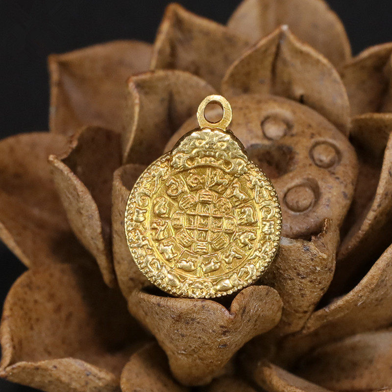 Huibao brass Manjushri Nine Palace Bagua Feng Shui Back Cover Plate Pendant Zodiac Transport Peace Rosary Pendant