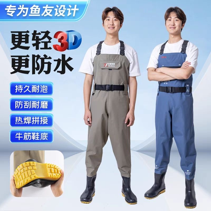 Taslan Waders, Durable Fishing Half-Waders, Unisex One-Piece Waterproof Clothing, Split Pants, Fisherman Pants, Water Shoes