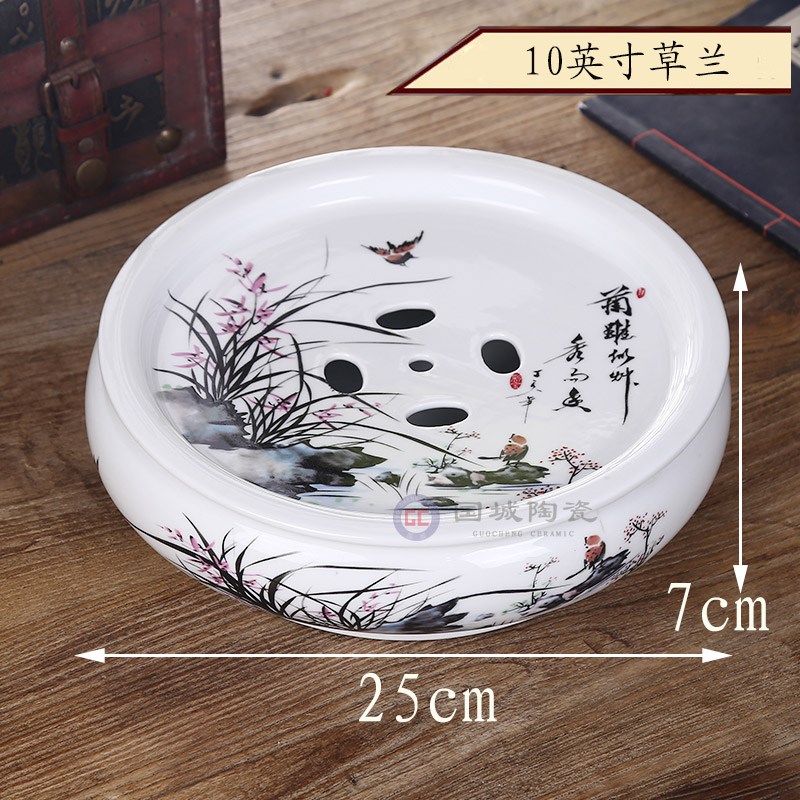 Tea tray was contracted household ceramic water storage type small circular congou storage small Tea sea porcelain trays