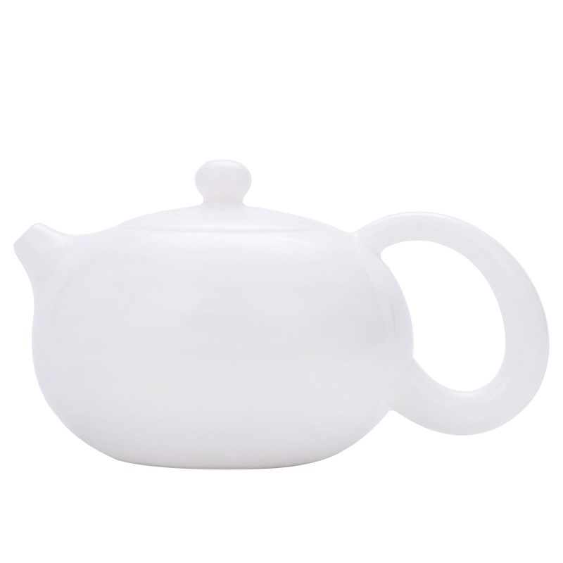 Dehua ceramic teapot white porcelain beauty pot of kung fu tea set small household manual suet jade teapot with filter single pot