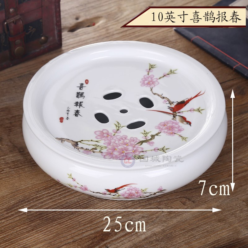 Tea tray was contracted household ceramic water storage type small circular congou storage small Tea sea porcelain trays