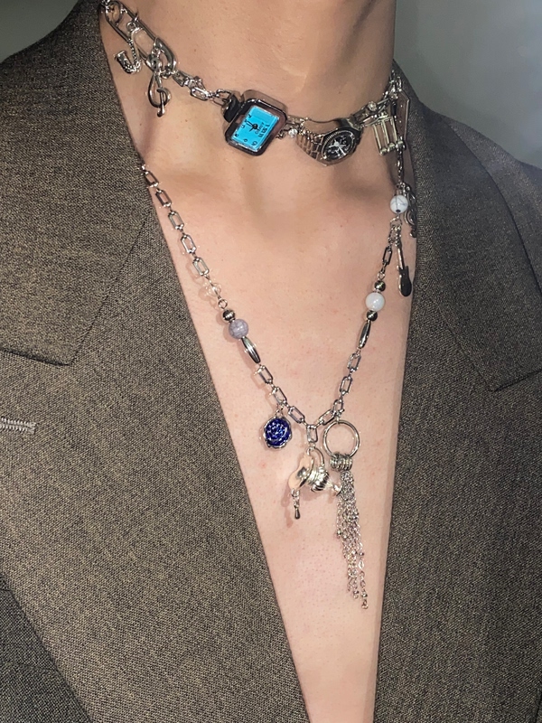 Jiaqi Original Watch Water Bottle Pin Necklace Sweet Cool Retro Chain Exquisite Choker Clavicle Chain