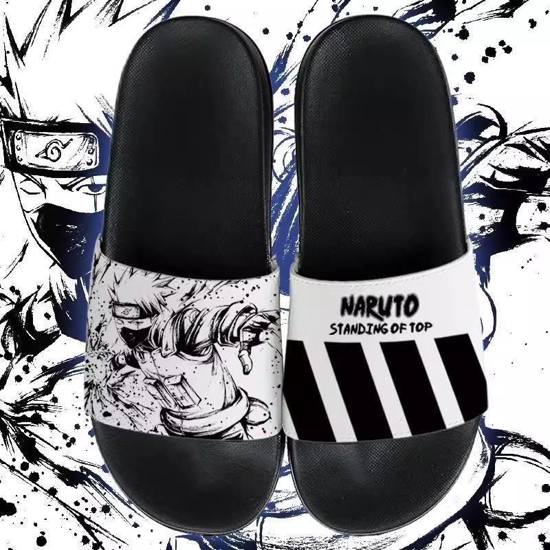 Anime Naruto Ink-Style Chinese-Style Slippers for Parents and Children, Teenagers, Boys, and Older Children, Non-Slip Soft-Soled Slide Sandals
