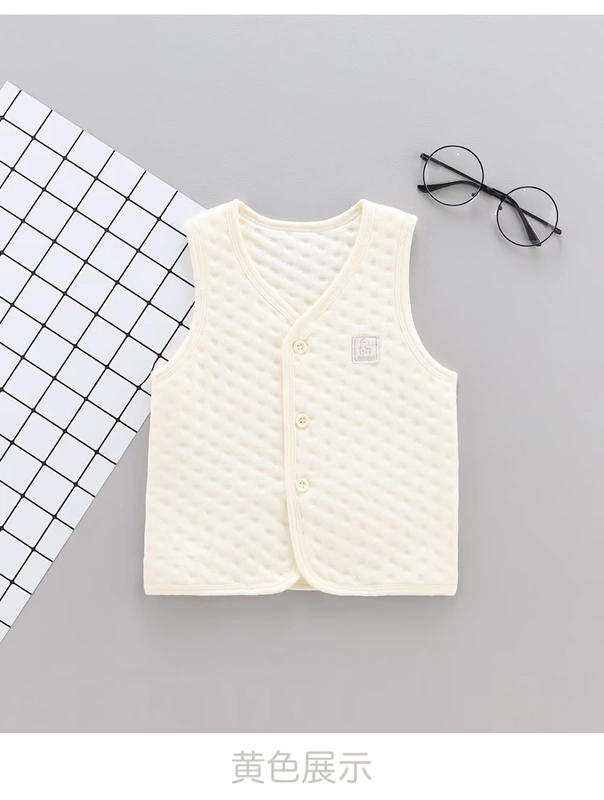 Tongtai mùa thu và mùa đông cotton ba lớp áo ấm cho bé áo vest bé bông dày vest vest vest bảo vệ bụng quần áo