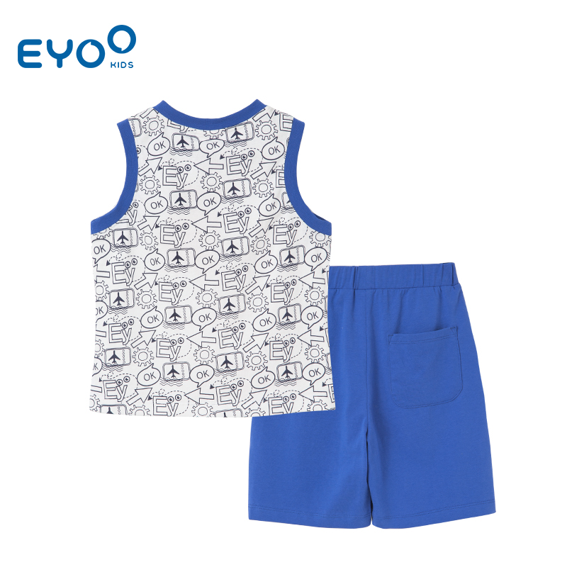 eyookids chàng trai mùa hè thiết lập kích thước mỏng quần áo cậu bé lớn vest váy trẻ em hai mảnh bộ bông 2020 mới.