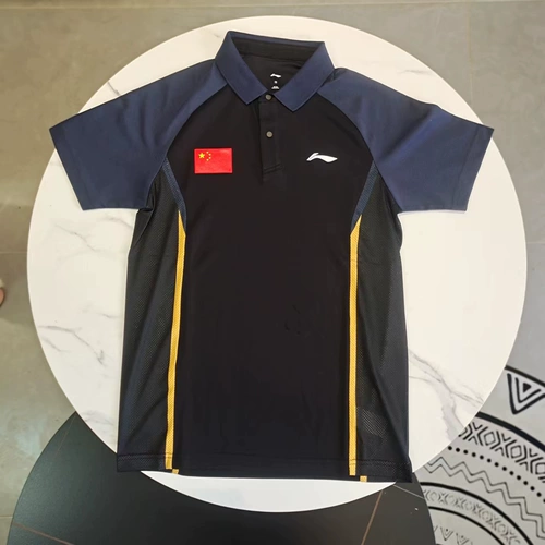 Li Ning, спортивная дышащая комфортная футболка для настольного тенниса для тренировок, 2022, воротник поло, короткий рукав