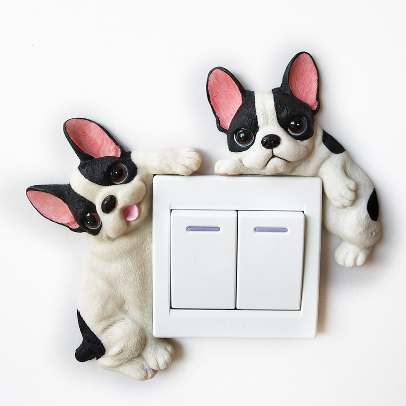 Creative pooch ffight switch stickup wall stickup protective sleeve Creative socket Decorative Children Room 3d Sticker room Decorative Sticker