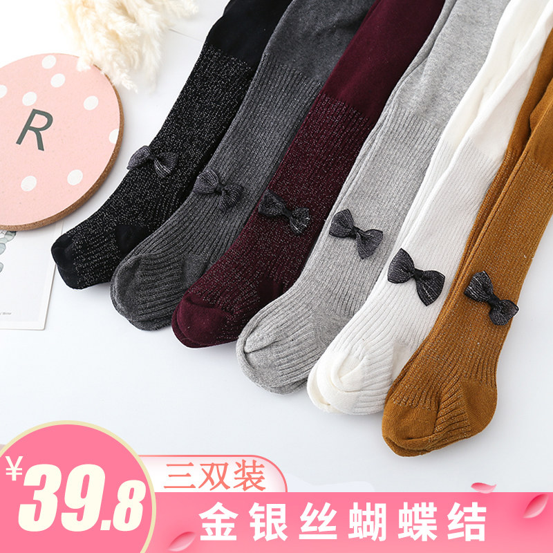 Female Baby Bow Tie Girl Inner Lap Pants Socks Spring Autumn Slim pure cotton Children autumn winter baby large pp pantyhose