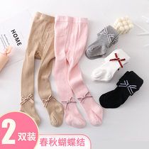 Baby leggings spring and autumn cotton thin big pp newborn children wear bow joint socks baby pantyhose