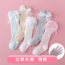 Baby stockings over the knee baby socks summer thin section newborn mid-tube socks pure cotton girls children anti-mosquito socks