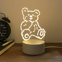 Small Night Light Desk Lamp Bed headlights Bedroom Girl Romantic Cozy Strawberry Bear Atmosphere Sleep Flexo Gift Idea