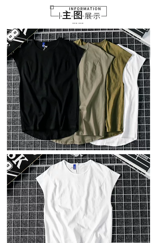 Hồng Kông phong cách hip hop cotton không tay retro vest vest nam giản dị màu rắn chạm đáy áo sơ mi Harajuku bf lỏng mỏng vest - Áo vest cotton bộ vest nam cho người trung tuổi