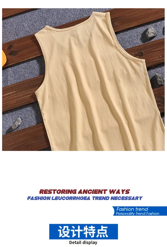 Nhật Bản retro hip hop hip-hop màu rắn in thể thao giản dị vest nam cotton lỏng áo vest đôi - Áo vest cotton áo ba lỗ trắng