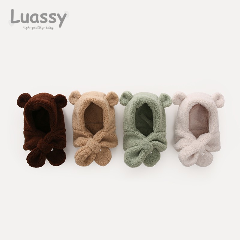 luassy kids hat autumn winter baby ear protector hat baby scarf one girl tide hat boys winter