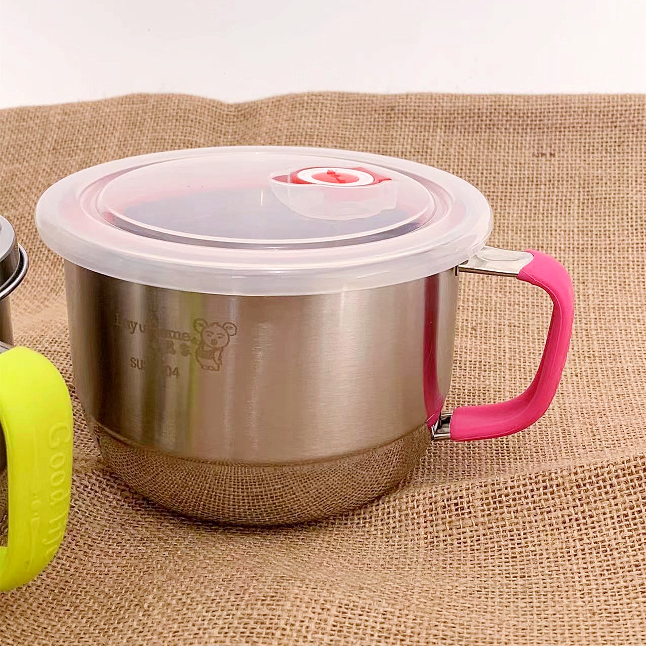 Home Elementary School Student Cafeteria 304 Stainless Steel Bubble Noodle cup with lid Lunch Box Soup Noodle Cup Cooking Cup Thickened