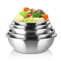 German quality 304 stainless steel soup bowl round pure flat bottom basin household thickened small cooking storage 16-26cm