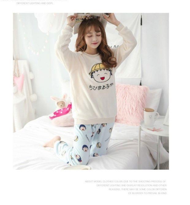Đồ ngủ nữ mùa đông san hô nhung Học sinh Hàn Quốc dễ thương dài tay mùa thu và mùa đông dày flannel kích thước lớn phù hợp với dịch vụ nhà đồ lót nữ