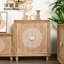American retro to make old lockers Living room leaning against wall TV Cabinet Side Cabinet Bedroom Home Solid Wood Carved Flower Storage Cabinet