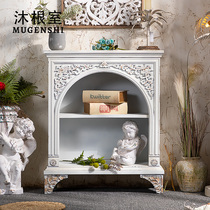 American solid wood fireplace decoration folk and lodging rack French style retro living room small household type home leaning against wall Xuanguan cabinet