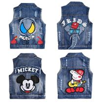 Boy cowboy vest female 2021 new denim waistcoat Boy 1-7 years old spring autumn vest coat tide