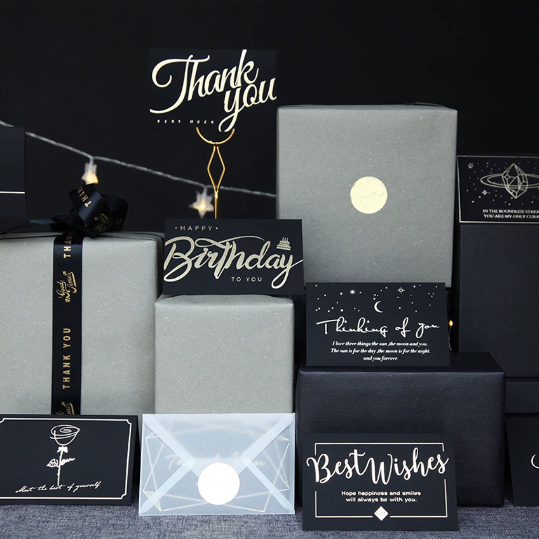 Black Gold Greeting Card Birthday Card Gift Card Postcard Business Upscale Delivery Boss Customer Boyfriend Husband Hot Gold Birthday