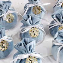 Draw Rope Delight Sugar Bag Wedding Special Wedding Dress Sugar Melon Seeds Peanuts Small Bags Subnetted Red Handheld Portable