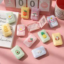 Contact lens box portable and small cute ins individuality brief teenage girl hearts mini mates Double American pupil box