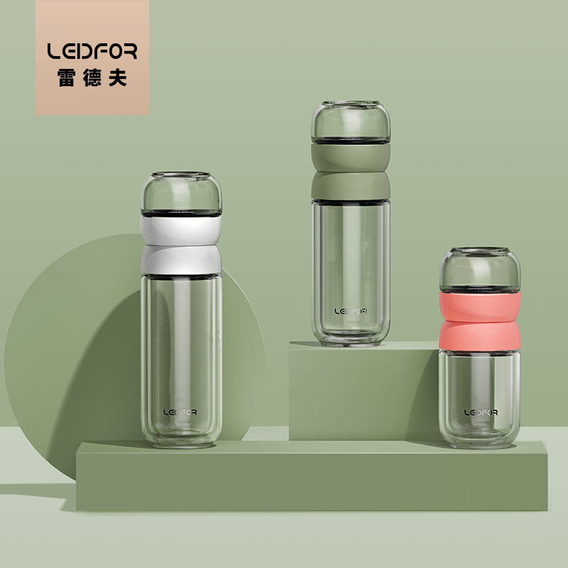 LEIDFOR Redf glass lady teacup tea separates double glass glass heat and transparent cup